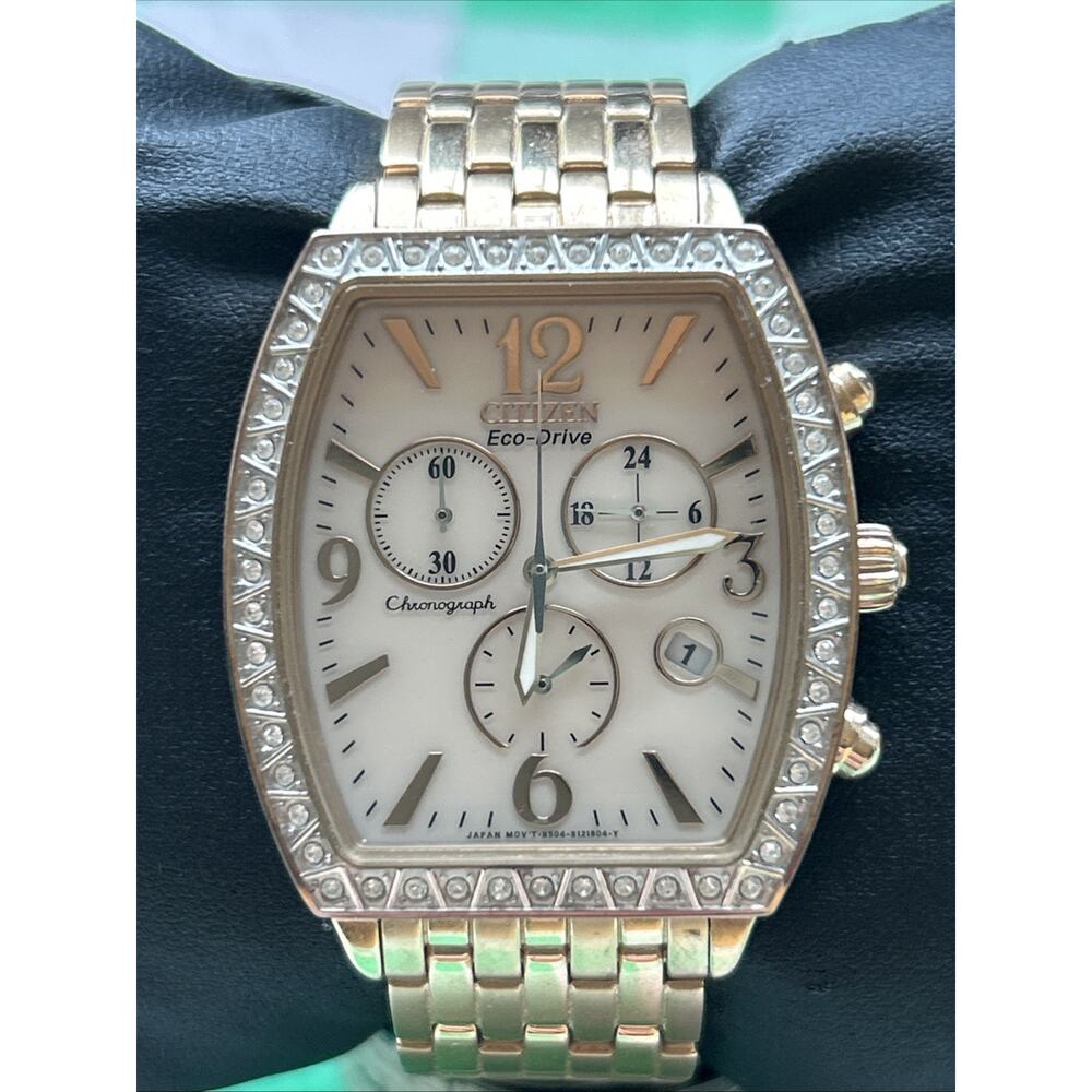 Citizen Gold-Tone Crystal Bezel Ladies Chronograph Watch